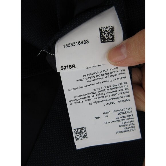 Hugo Boss Waistcoat Vest 36 Navy Virgin Wool Jacket Formal Extra Slim - Picture 11 of 12